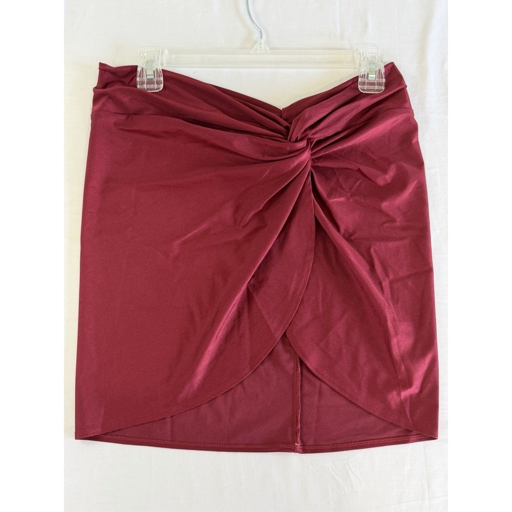 Shade & Shore Red High Shine Sarong Swim Skirt Medium 8–10 Beachcore NWT